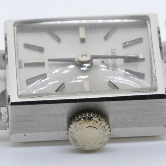 Longines antique 18K WG 0.20CT VS diamond square shaped ladies watch - Picture 3 of 12